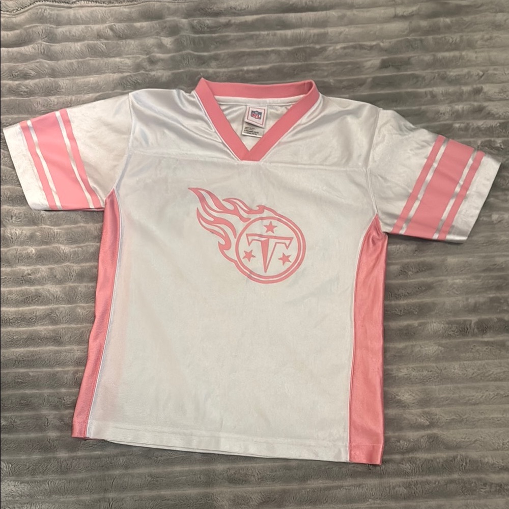 NFL Pink and White Tennessee Titans Jersey with V-Neck